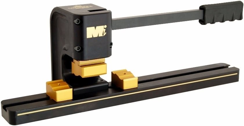 MapleZ Mi-Bender for Short Track blades 1 a black and gold metal machine with a handle